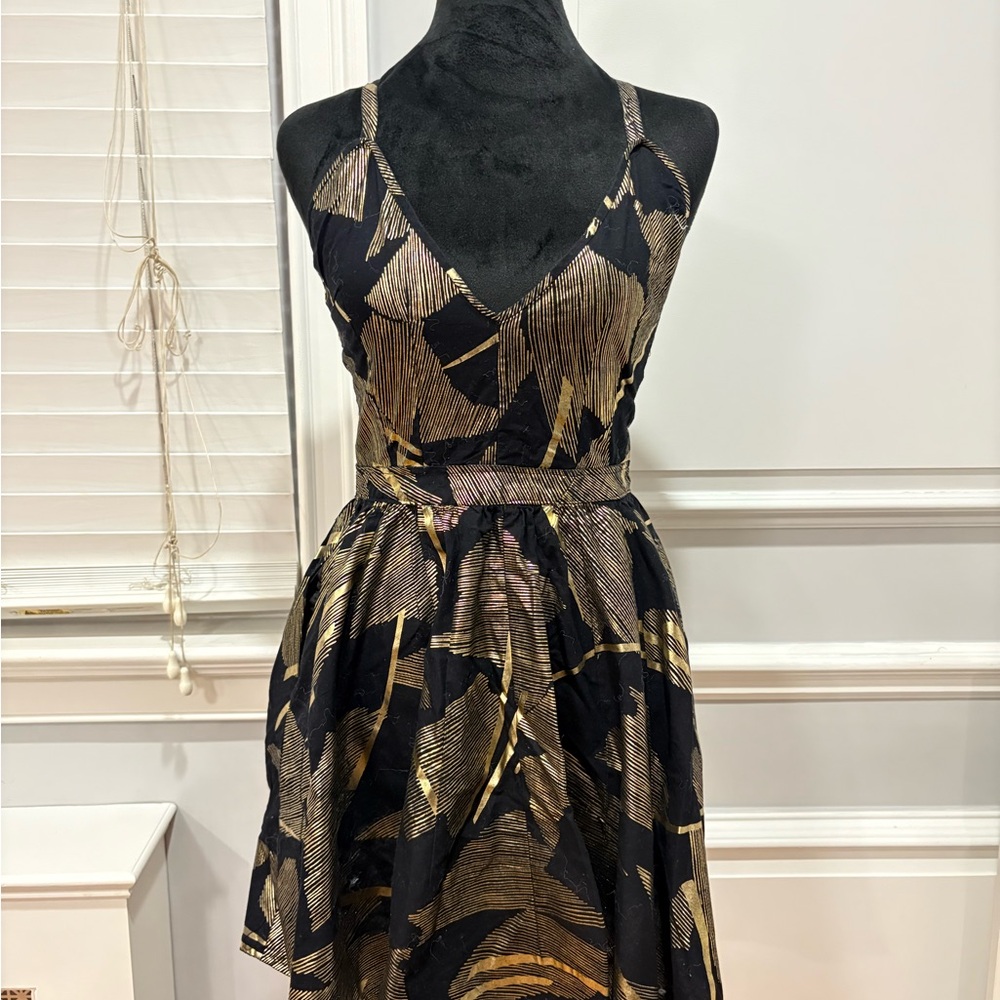 Tailored Handmade Black and Gold Women's Dress